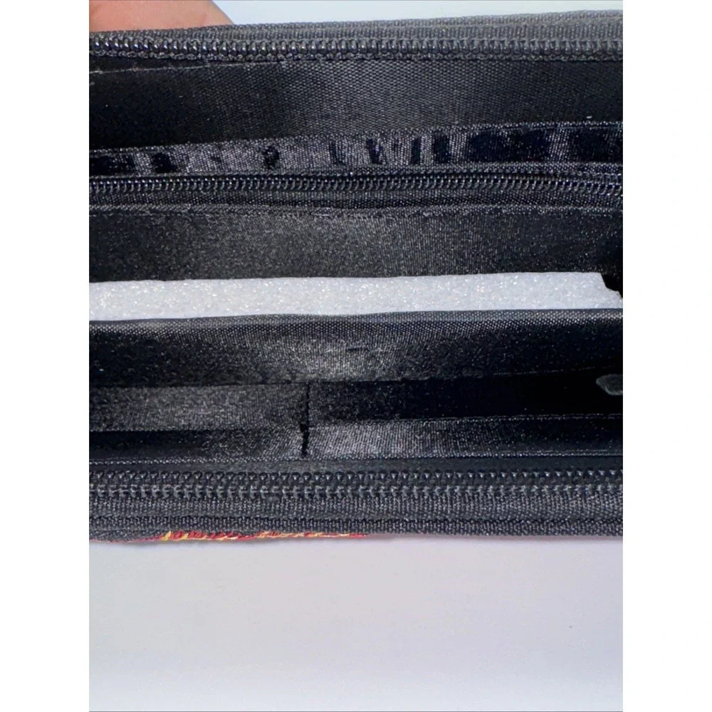Black Canvas Pink Peacock & Floral‎ Embroidered Zippered Wallet - NEW (#5)